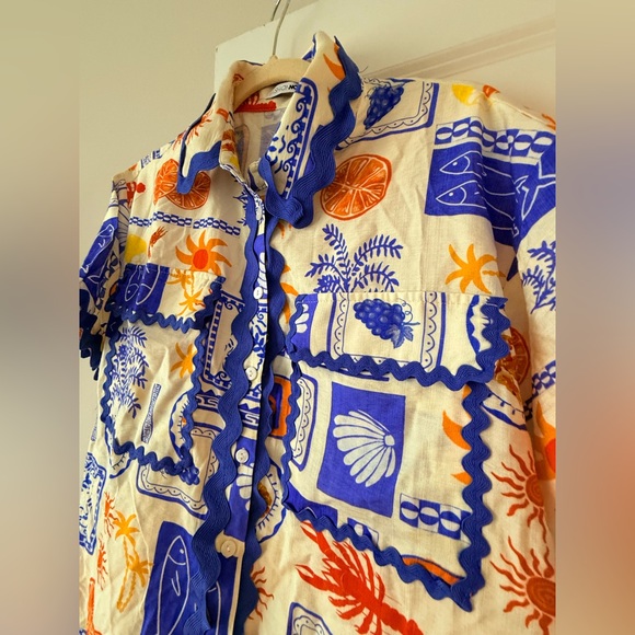 Fashion Nova Kids Short-Sleeve Button-Up Shirt - Blue, Orange & Yellow - Picture 10 of 10